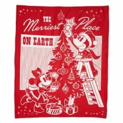 Promo 🔥 Disney Throw Blanket - Holiday Mickey & Minnie - Fleece 👏