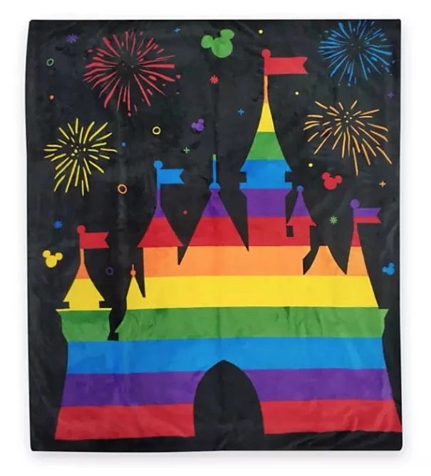 Best Sale ???? Disney Throw Blanket - Rainbow Castle Reversible Sequin Fleece ????